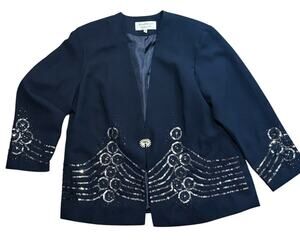 Maxie Klein Collections Beaded Sequin Jacket 24W Black Evening Party Formal Top